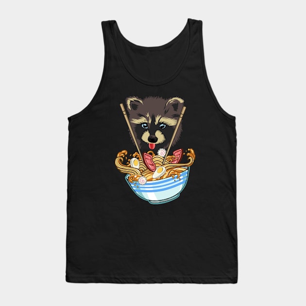 Raccoon loves noodles Tank Top by pilipsjanuariusDesign